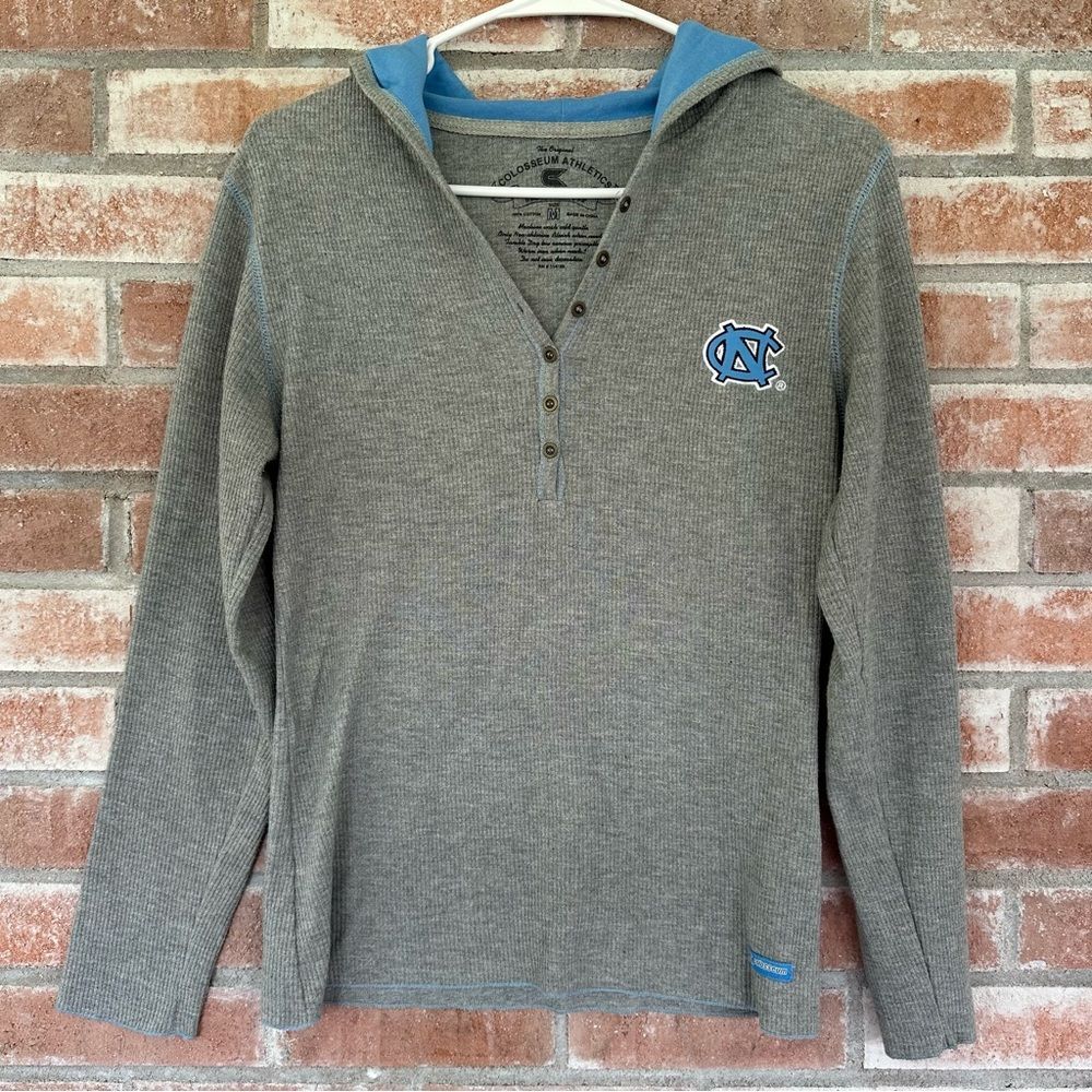 UNC North Carolina Hooded Henley Shirt Women’s Medium Gray Blue College